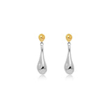 Silver Teardrop Dual-Tone Drop Earrings