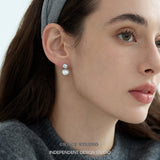 Grey Pearl and Brushed Drop Earrings