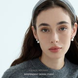 Grey Pearl and Brushed Drop Earrings