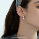 Grey Pearl and Brushed Drop Earrings