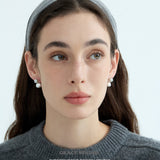 Grey Pearl and Brushed Drop Earrings