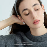 Grey Pearl and Brushed Drop Earrings