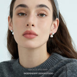 Grey Pearl and Brushed Drop Earrings