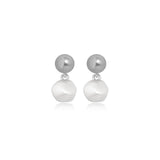 Grey Pearl and Brushed Drop Earrings