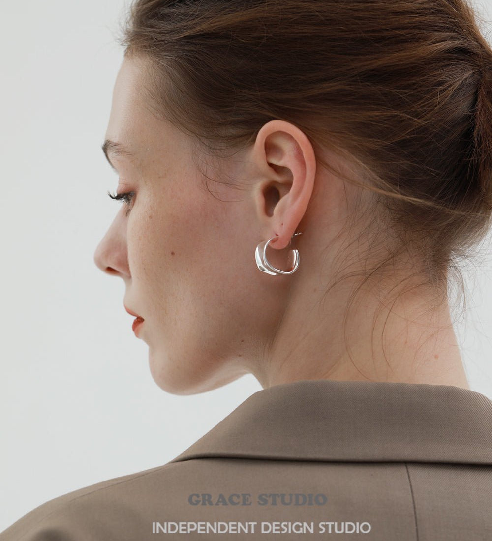 Sculpted Wave Hoop Earrings
