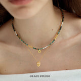 Forest Gleam Natural Stone Beaded Necklace