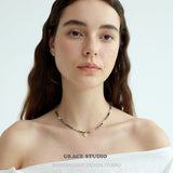 Forest Gleam Natural Stone Beaded Necklace