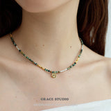 Forest Gleam Natural Stone Beaded Necklace