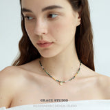 Forest Gleam Natural Stone Beaded Necklace