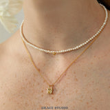 Mini Round Pearl Charm Necklace