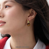 Chunky Crescent Stone Drop Earrings