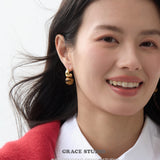 Chunky Crescent Stone Drop Earrings