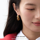 Chunky Crescent Stone Drop Earrings