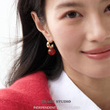 Chunky Crescent Stone Drop Earrings
