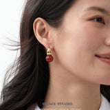 Chunky Crescent Stone Drop Earrings