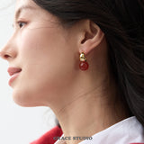 Chunky Crescent Stone Drop Earrings