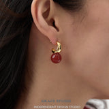 Chunky Crescent Stone Drop Earrings