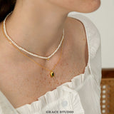 Mini Round Pearl Charm Necklace