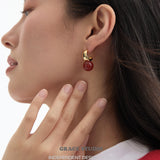 Chunky Crescent Stone Drop Earrings