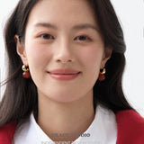Chunky Crescent Stone Drop Earrings