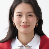 Chunky Crescent Stone Drop Earrings