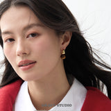 Chunky Crescent Stone Drop Earrings