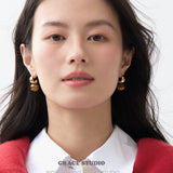 Chunky Crescent Stone Drop Earrings
