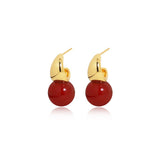 Chunky Crescent Stone Drop Earrings