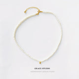 Mini Round Pearl Charm Necklace
