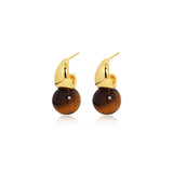 Chunky Crescent Stone Drop Earrings