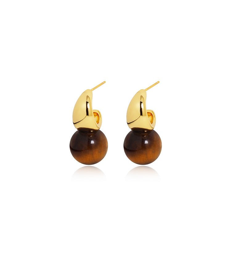 Chunky Crescent Stone Drop Earrings