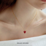 Glossy Mini Heart Resin Pendant Necklace
