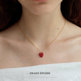 Glossy Mini Heart Resin Pendant Necklace