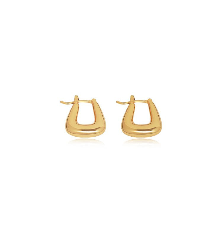 Soft Edge Sculptural U-Shape Hoop Earrings