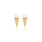 Pearl Ice Cream Cone Stud Earrings