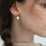 Brushed Orb Drop Earrings