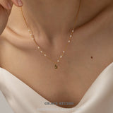 Iridescent Pearl Chain Tag Pendant Necklace
