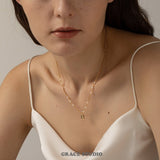 Iridescent Pearl Chain Tag Pendant Necklace