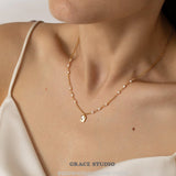 Iridescent Pearl Chain Tag Pendant Necklace