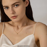 Iridescent Pearl Chain Tag Pendant Necklace