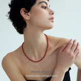 Glossy Red Agate Beaded Necklace