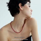 Glossy Red Agate Beaded Necklace