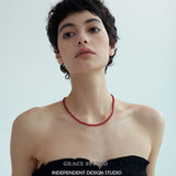 Glossy Red Agate Beaded Necklace