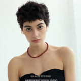 Glossy Red Agate Beaded Necklace
