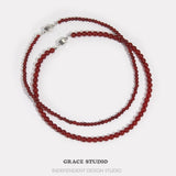 Glossy Red Agate Beaded Necklace