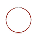 Glossy Red Agate Beaded Necklace