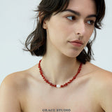 Garnet Red Agate Baroque Pearl Necklace