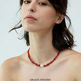 Garnet Red Agate Baroque Pearl Necklace