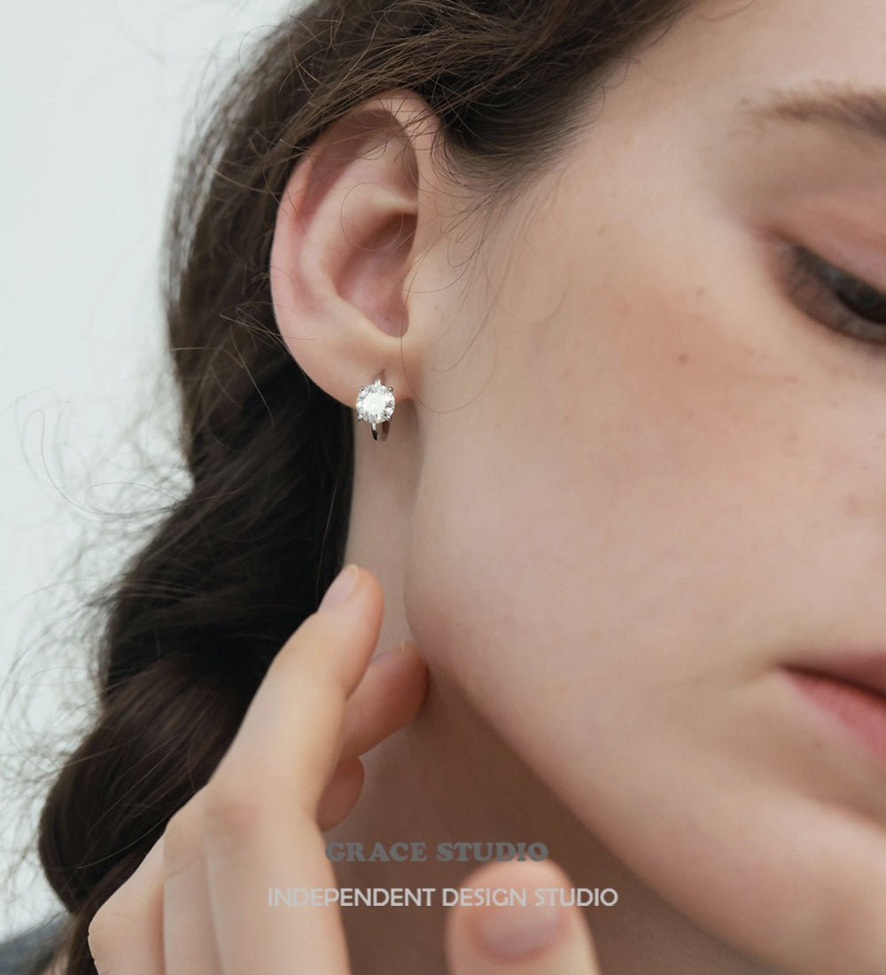 Moissanite Silver Mini Hoop Earrings