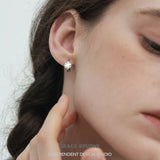 Moissanite Silver Mini Hoop Earrings